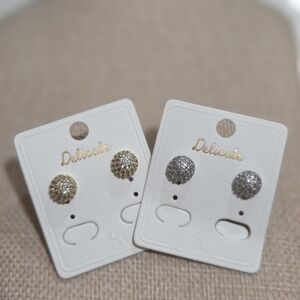 Gold and Silver Stud Earrings Set
